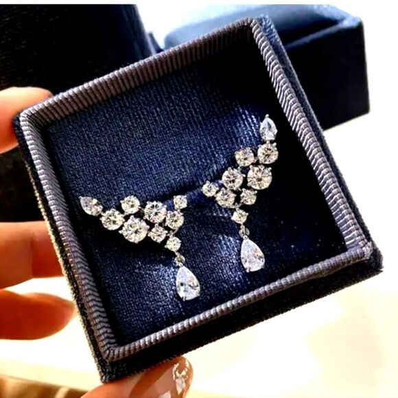 Clear White 1.20 Ct. Diamond Stud Back Earrings 14K White Gold on 925 Silver - Picture 6 of 6